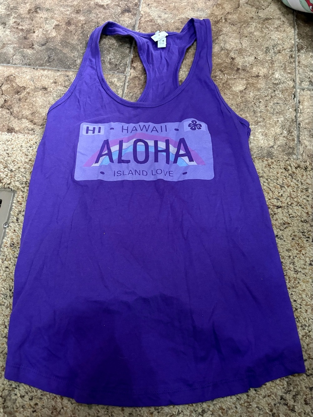 Aloha Graphic Racerback Tank Top - Purple